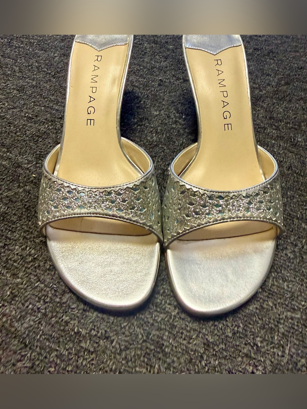 Rampage Silver Textured Slide Heels